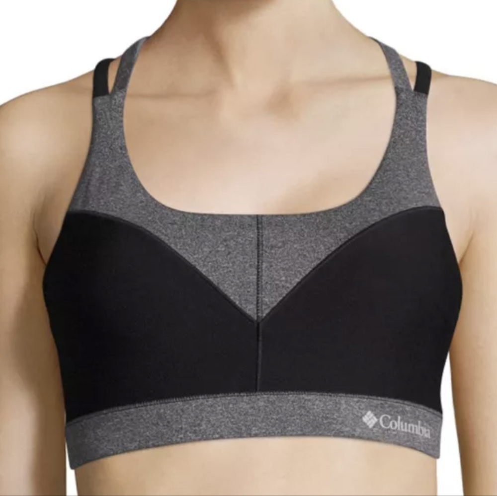 COLUMBIA Heather Block Racerback Bra, Size M